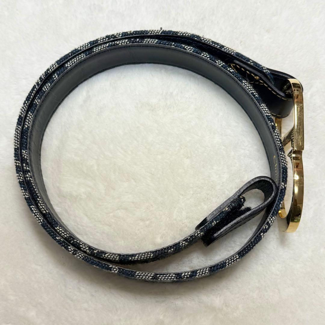 美品 Christian Dior トロッター柄 ベルト CD金具 ゴールド金具