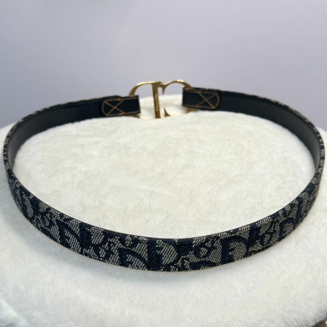 美品 Christian Dior トロッター柄 ベルト CD金具 ゴールド金具