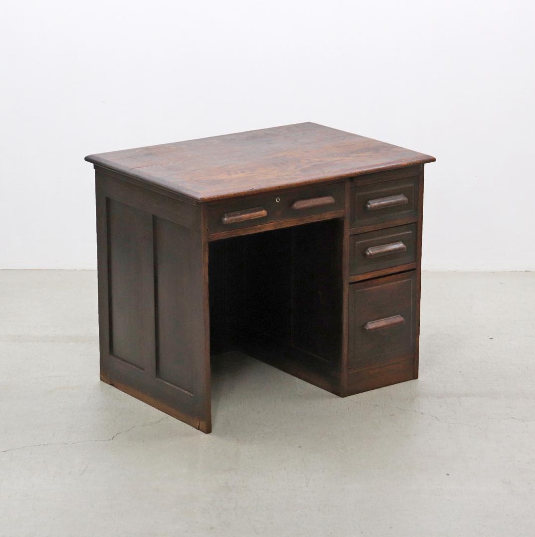 英国 イギリス オーク材 ヴィンテージ 片袖デスク 引き出し 机 書斎 学習