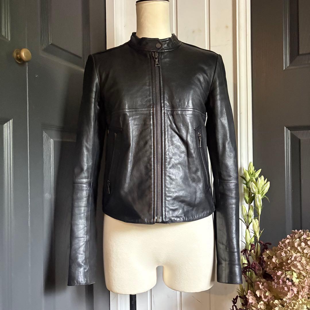 美品　セオリー　ラムレザー　シングルライダース　ブラック　S