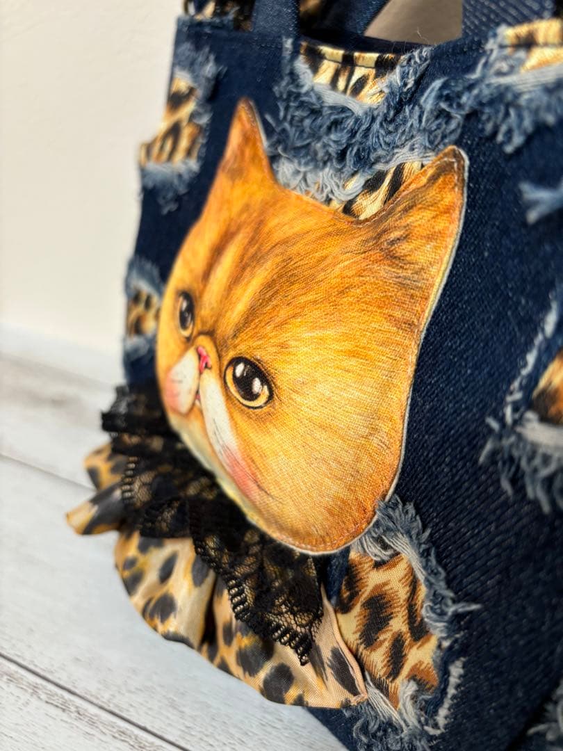 m*︎様 クムくん★レオパード＆クラッシュデニム★チューリップバッグ☆ コヤンイ