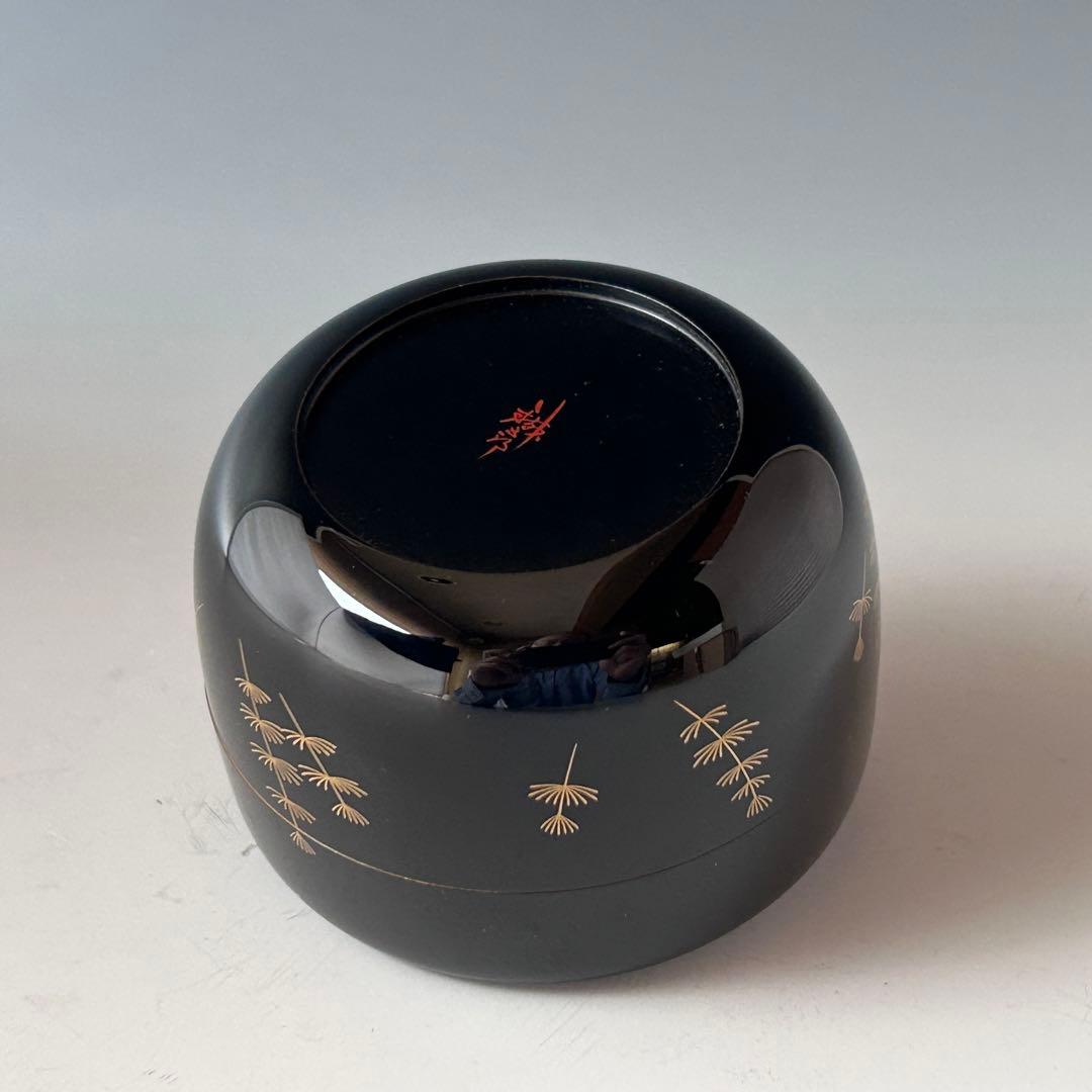 茶道具　輪島塗　金魚蒔絵　平棗　鈴谷鐵五郎　共箱　漆芸　夏　涼しげ　キンギョ