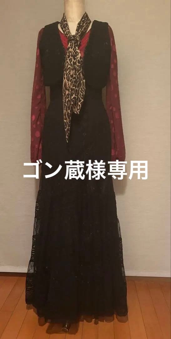 最終値下げ★フラメンコ衣装ハンドメイド黒ファルダブラウスチャレコボウタイ4点