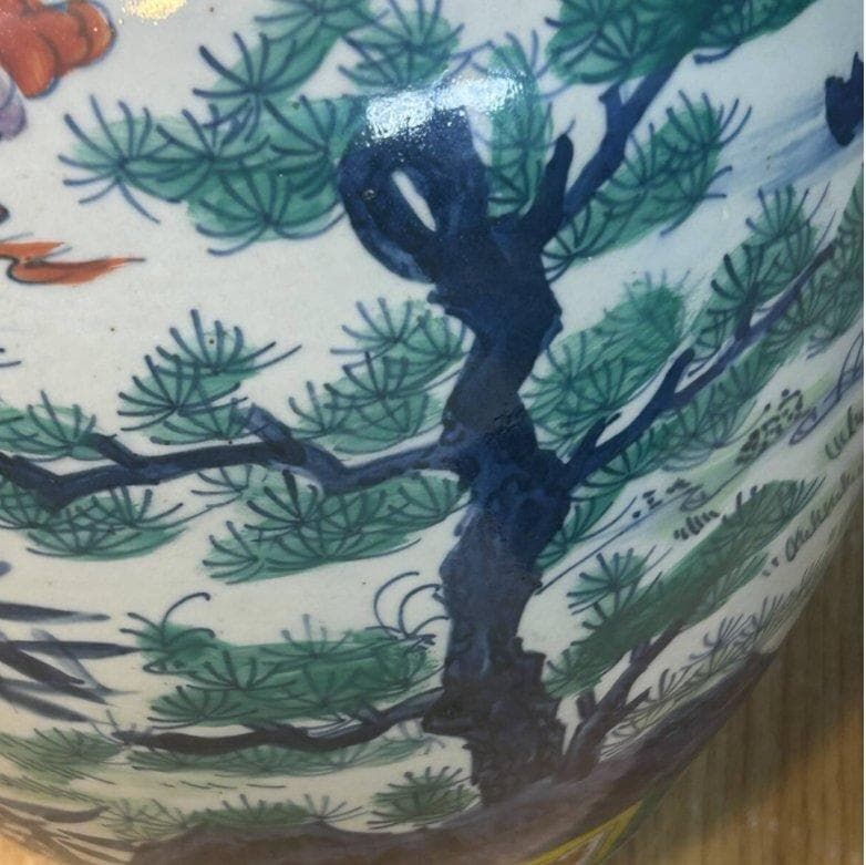 S8002　大明萬暦年制　五彩　人物図壺　中国古陶磁器　唐物　中国骨董品　壺