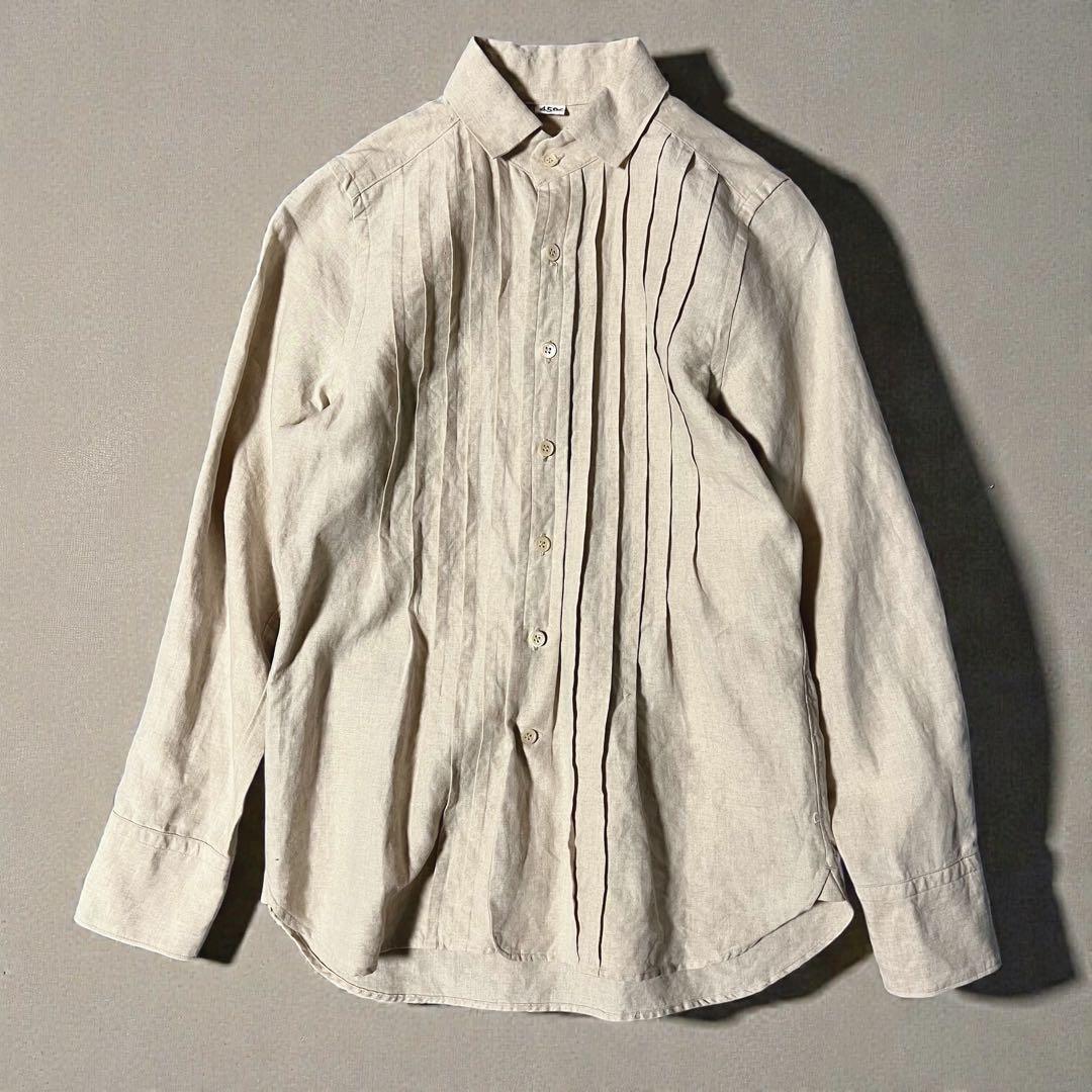 カズ様 美品❤️リネン❤️45R リネンタック 908 SHIRT シャツ ベージュ