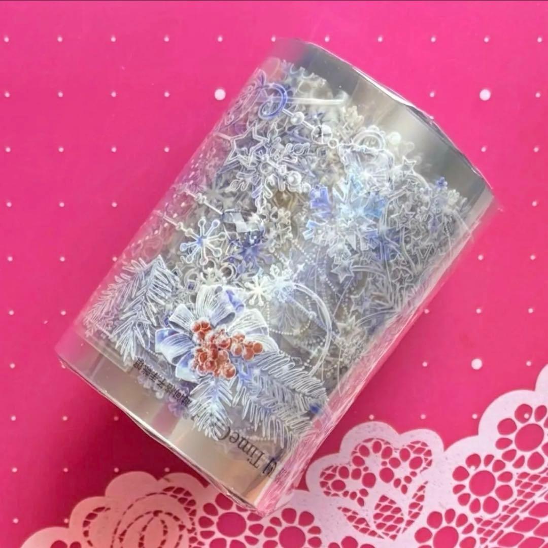 贝壳光 6.5cm×10m 雪纷飞 海外マステ　海外マスキングテープ　雪の結晶