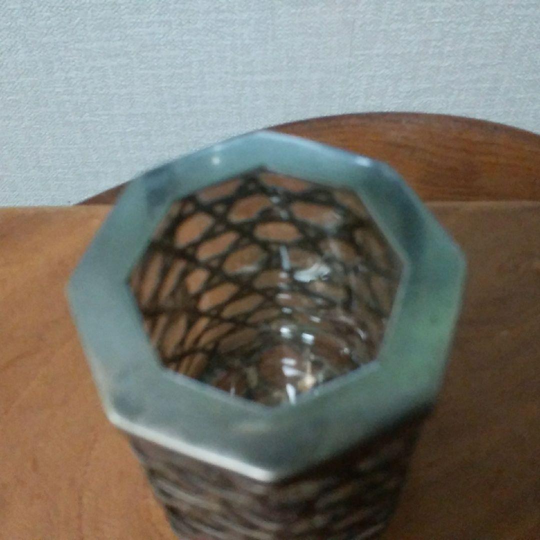 アンティーク　銀巻き装飾グラス　　高さ約４、６㌢