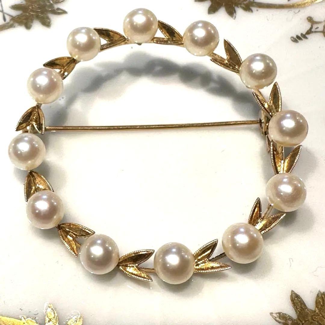 K14 あこや真珠ベビーパールブローチ