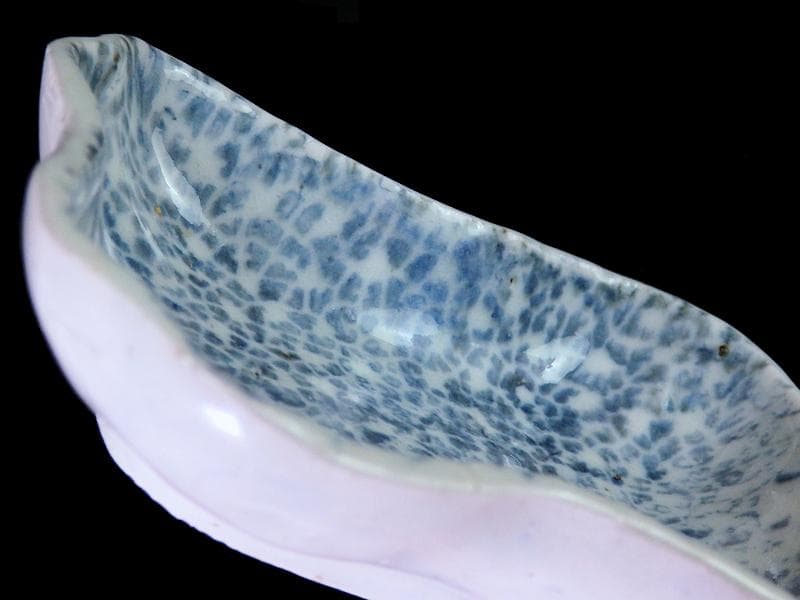 古伊万里　染付　型刷印判　氷裂紋の図　変形皿　江戸期　E655AS-CPo