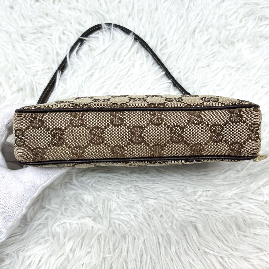 希少 グッチ アクセサリーポーチ ブーツチャーム GGキャンバス レザー