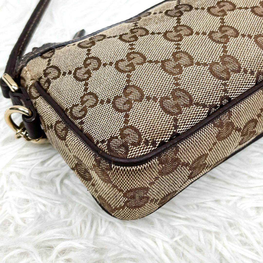 希少 グッチ アクセサリーポーチ ブーツチャーム GGキャンバス レザー