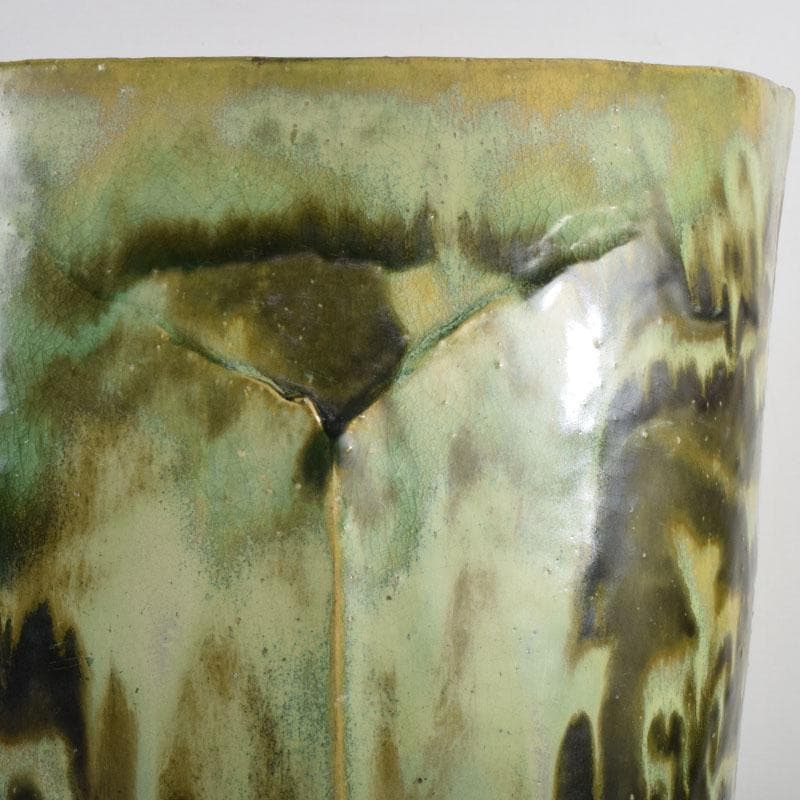 茶道具　叶光夫造　窯変釉　扁壷　嗣女妙子識箱　N　8823A