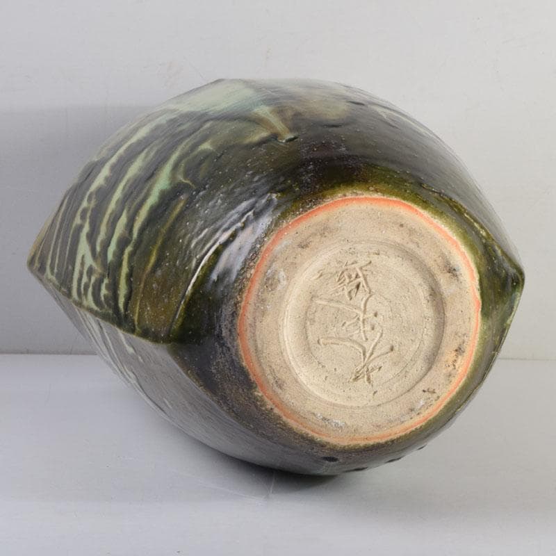 茶道具　叶光夫造　窯変釉　扁壷　嗣女妙子識箱　N　8823A