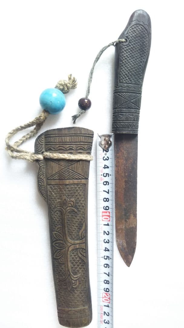 (値下げ)マキリ　アイヌ鱗彫り　本場当時物