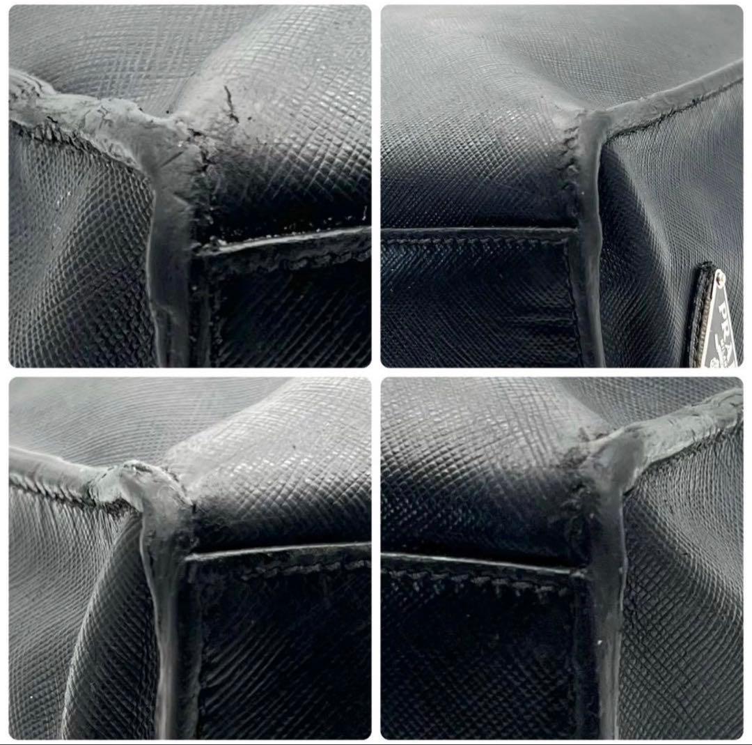 【良品】PRADA プラダ サフィアーノレザー 2way ビジネスバッグ 黒