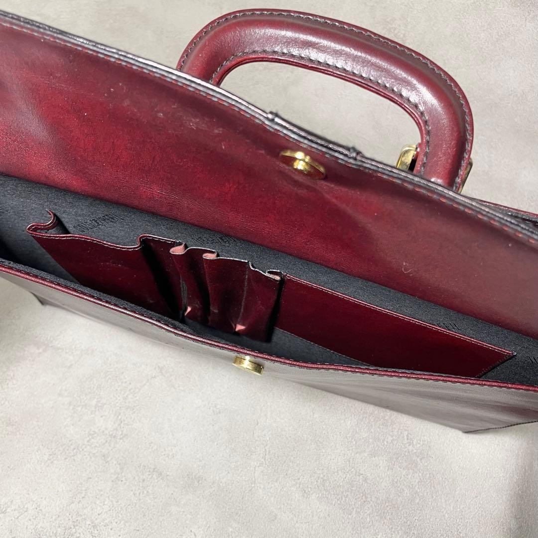 希少 ゴールドファイル ビジネスバッグ ブリーフケース レザー バッグ メンズ