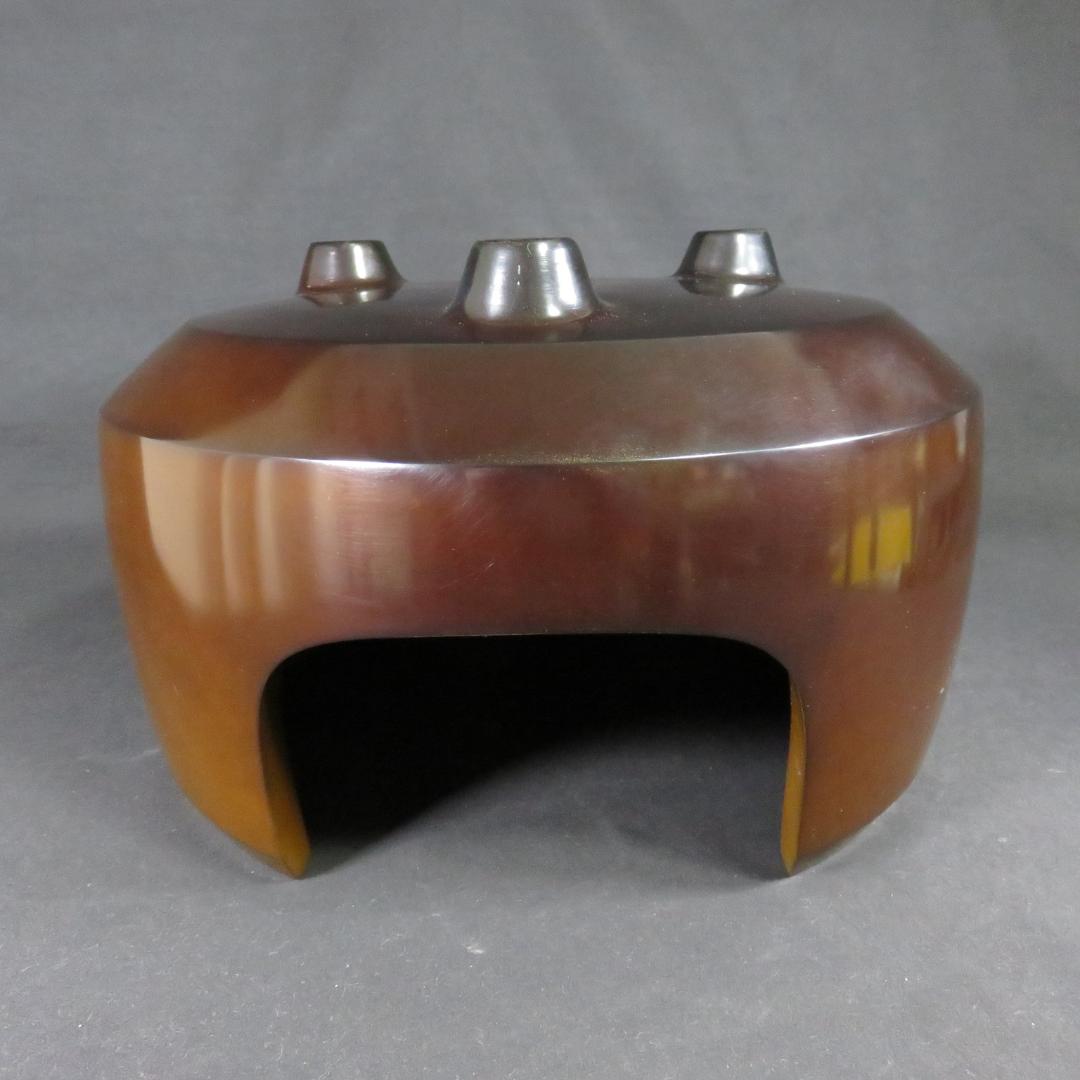 風炉 風炉師 一ノ瀬宋辰 唐銅 利休面取風炉 美品 木箱 在銘