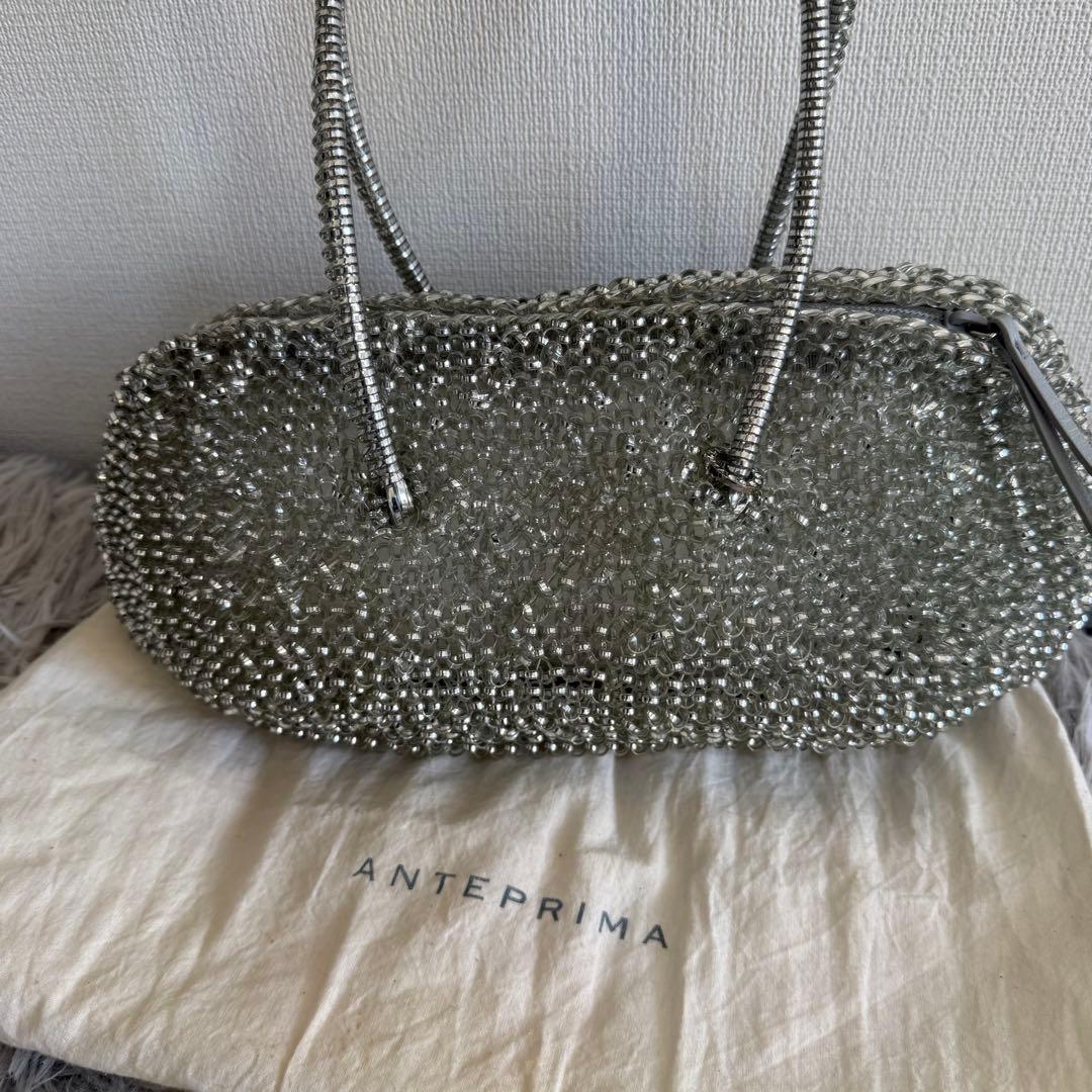 美品 ANTEPRIMA ミニボストンバッグ ワイヤー 袋付 シルバー
