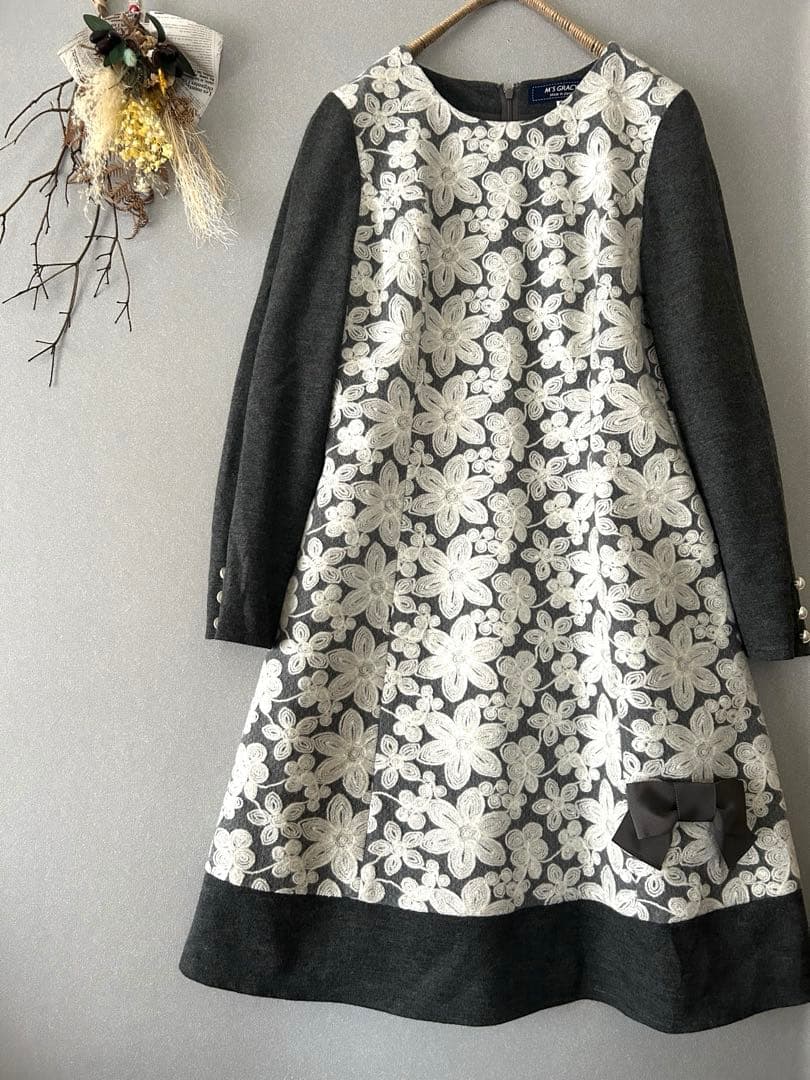 【han-mouco様リクエスト】美品✨エムズグレイシー ワンピース リボンつき