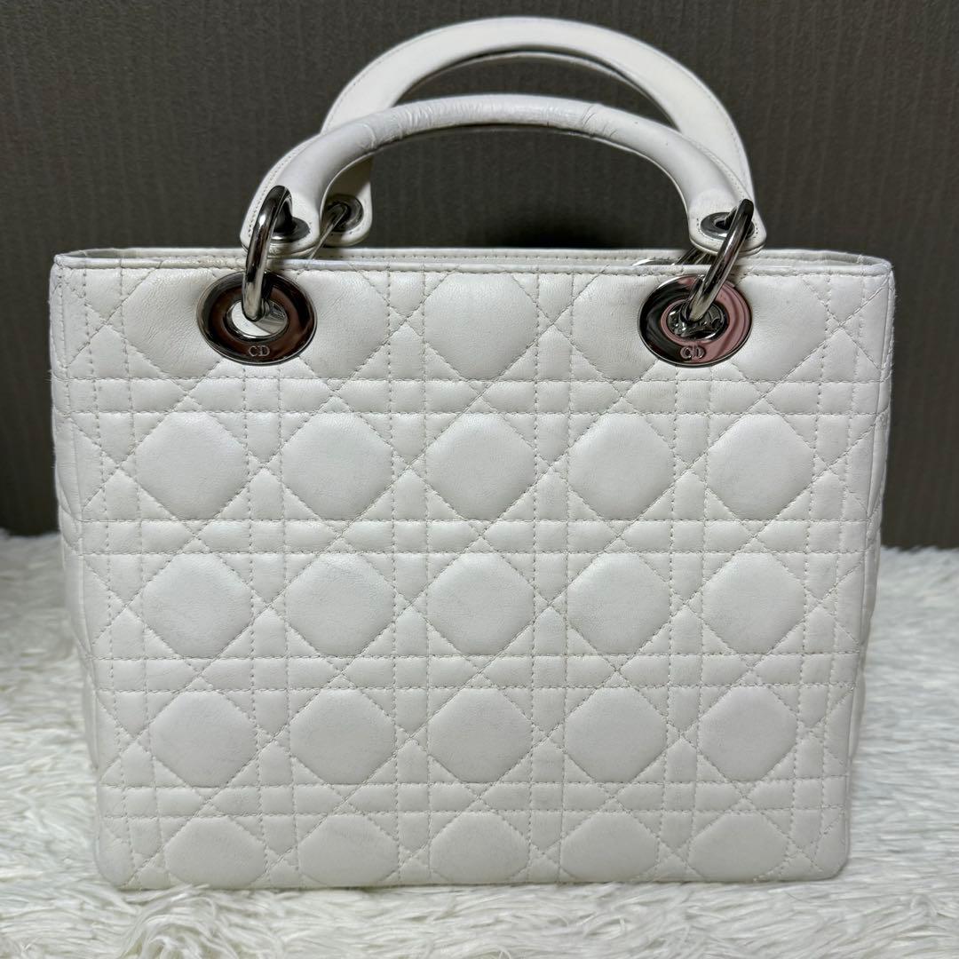 Dior レディディオール カナージュ ハンドバッグ ホワイト 白