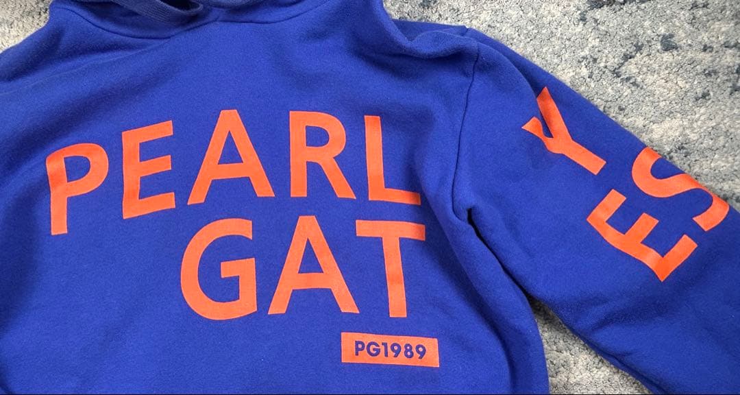 【人気】パーリーゲイツ ビッグロゴ スウェット パーカー ブルー メンズ4(M)