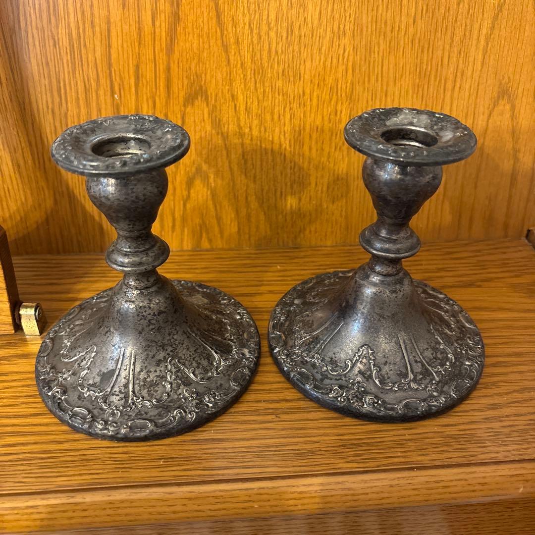 ゴーハム　キャンドルホルダー　シルバー　銀　アンティーク　2本セット