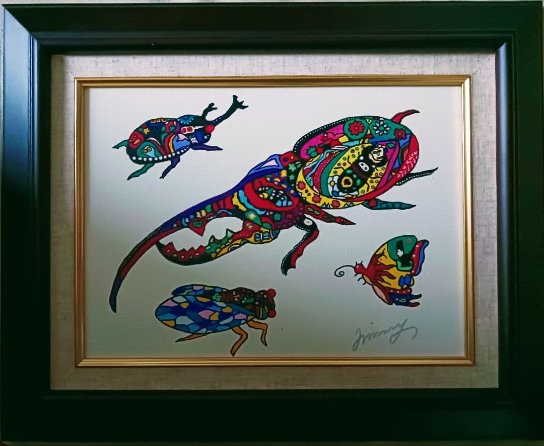 ジミー大西「王と友だち 2004」油彩 F4号 肉筆 サインあり