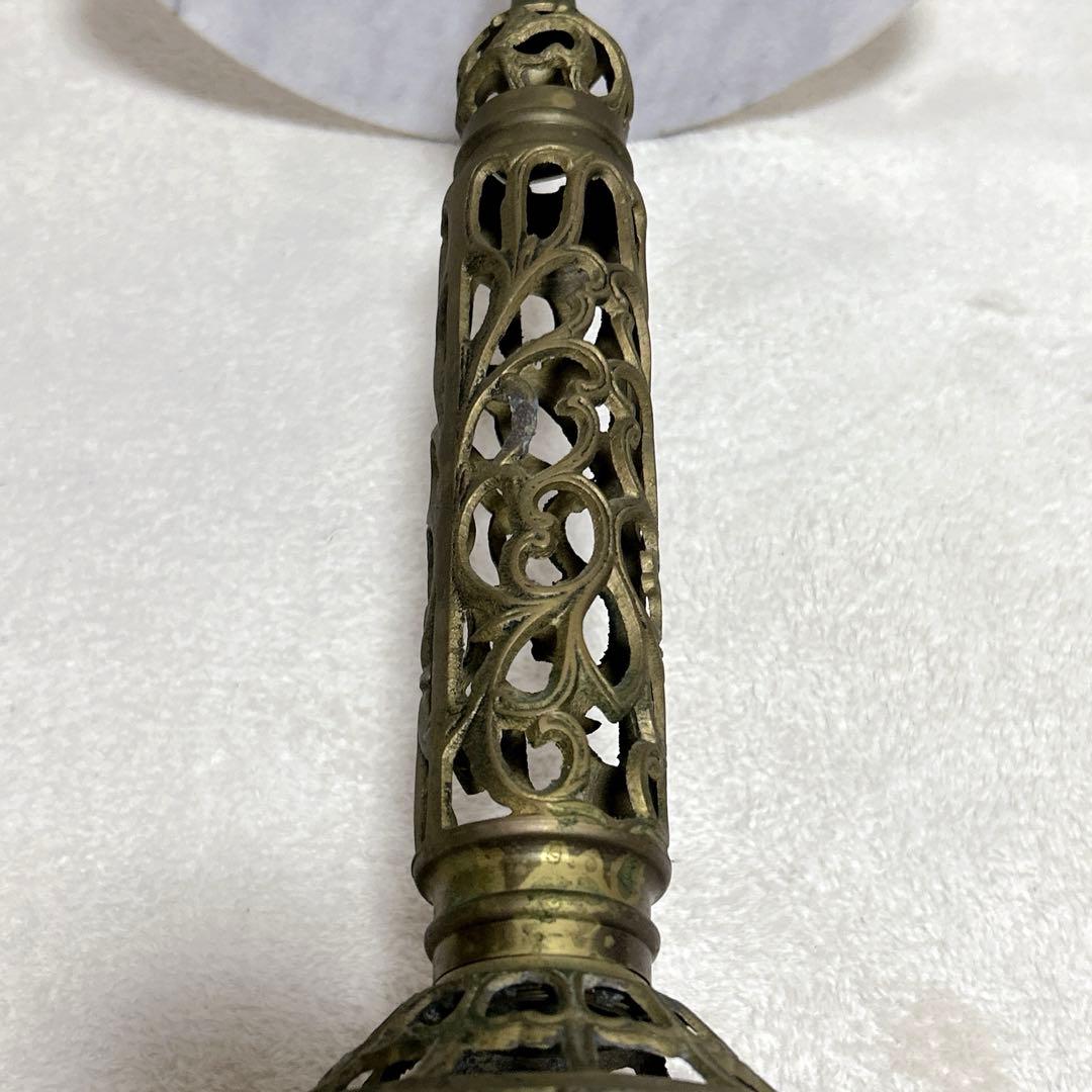 アンティーク 真鍮製 ヴィンテージ 大理石 サイドテーブル 花台 インテリア