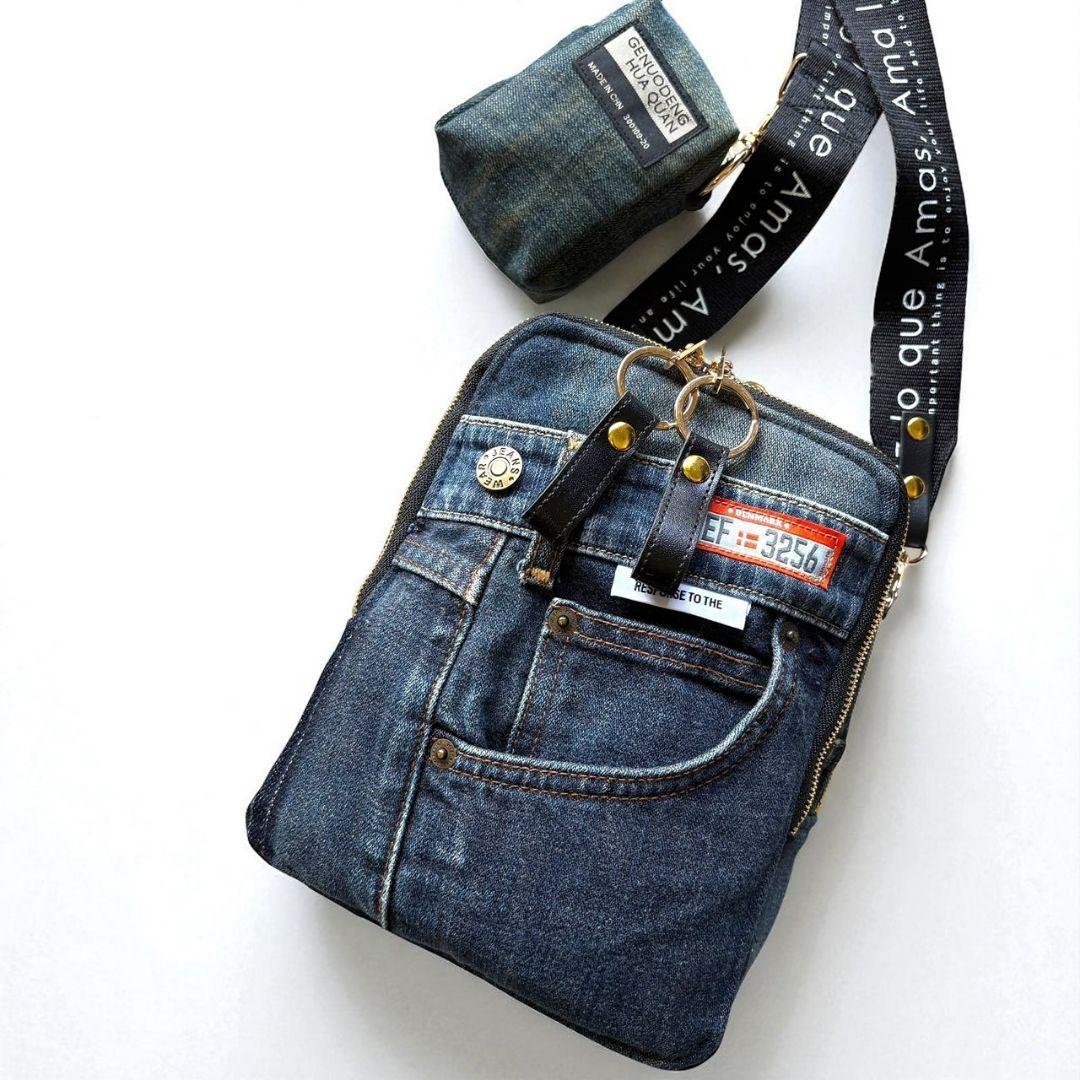 Wallet shoulder bag／ミニポーチ付／デニムリメイク