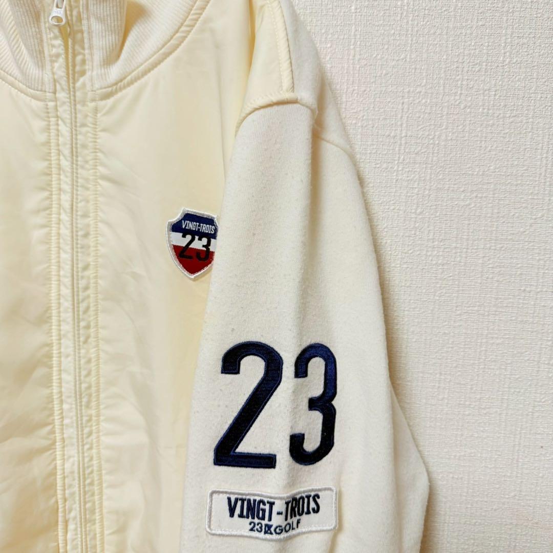 23区 ゴルフ　パーカー　ジッパー　ロゴ　オンワード樫山　ホワイト【Ⅲ】