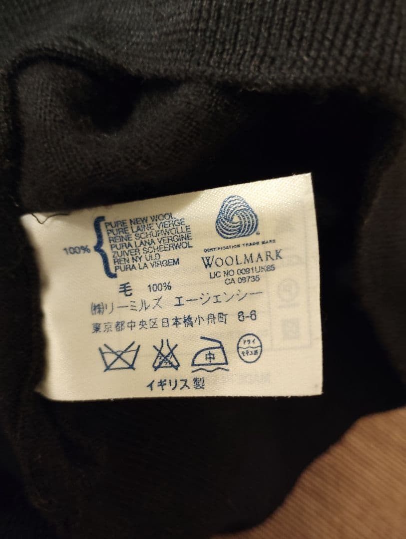 英国製 ジョンスメドレー長袖ウール ニットポロ ブラック