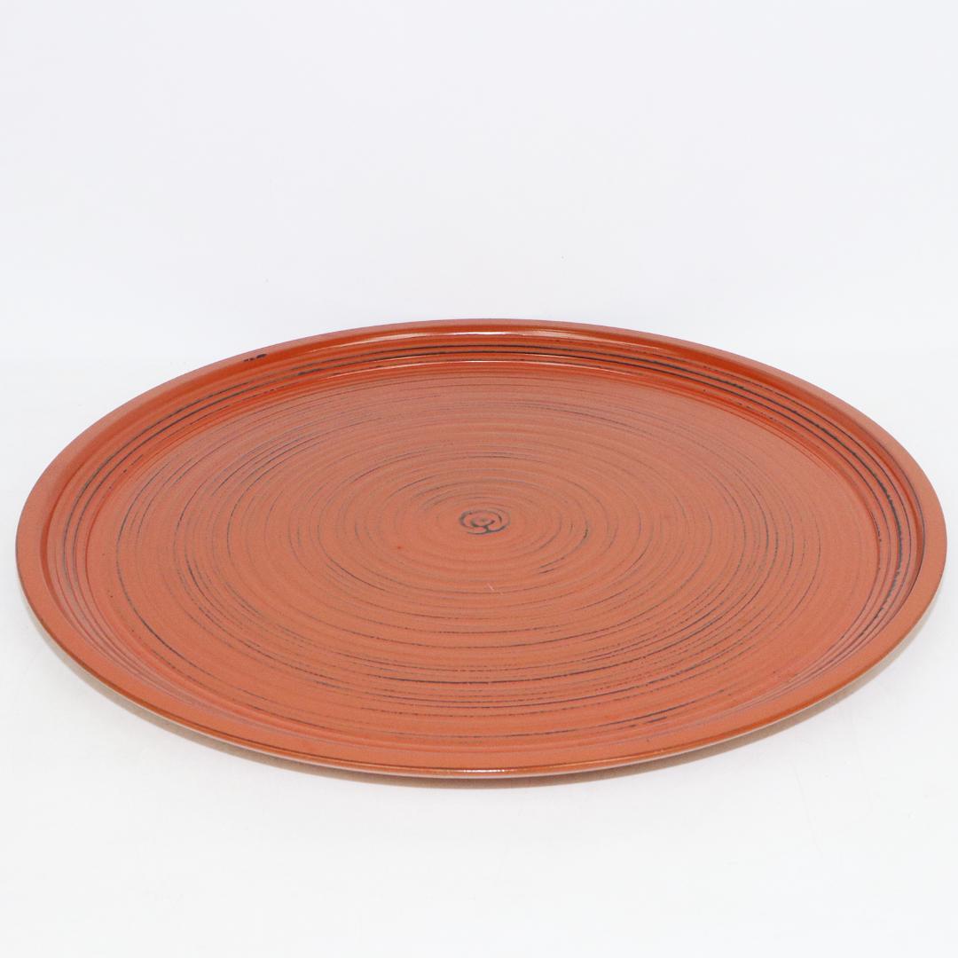 平安象彦 根来塗 特大丸盆 径45㎝ 共布 栞