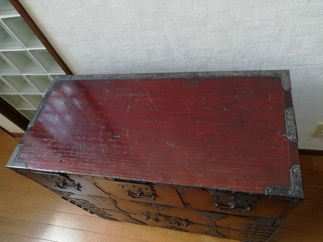 時代物　車箪笥　アンティーク　古家具　漆　古美術