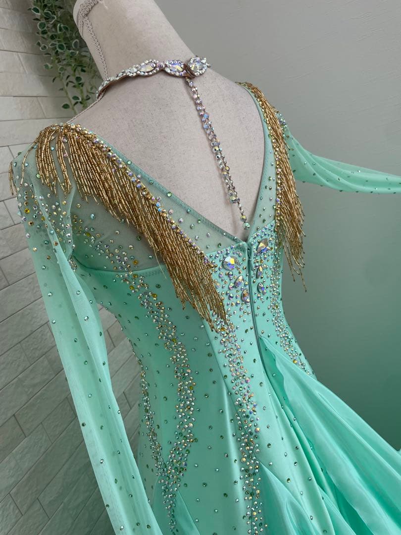 社交ダンス 【Chacott】スタンダードドレス ミントグリーン⭐️オーダードレス