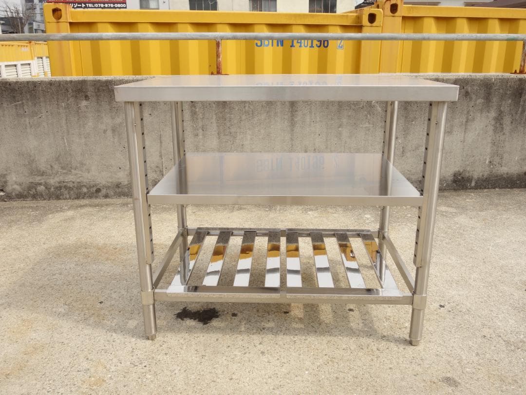 【中古】M▽ 業務用 厨房 作業台 棚 ステンレス (Fe1893)