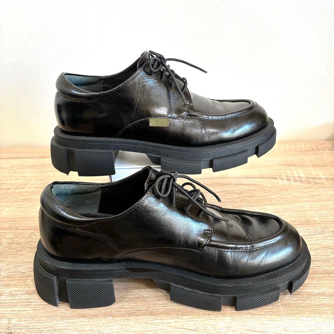 MANA マナ 23.5cm レースアップ ローファー 厚底 ブラック