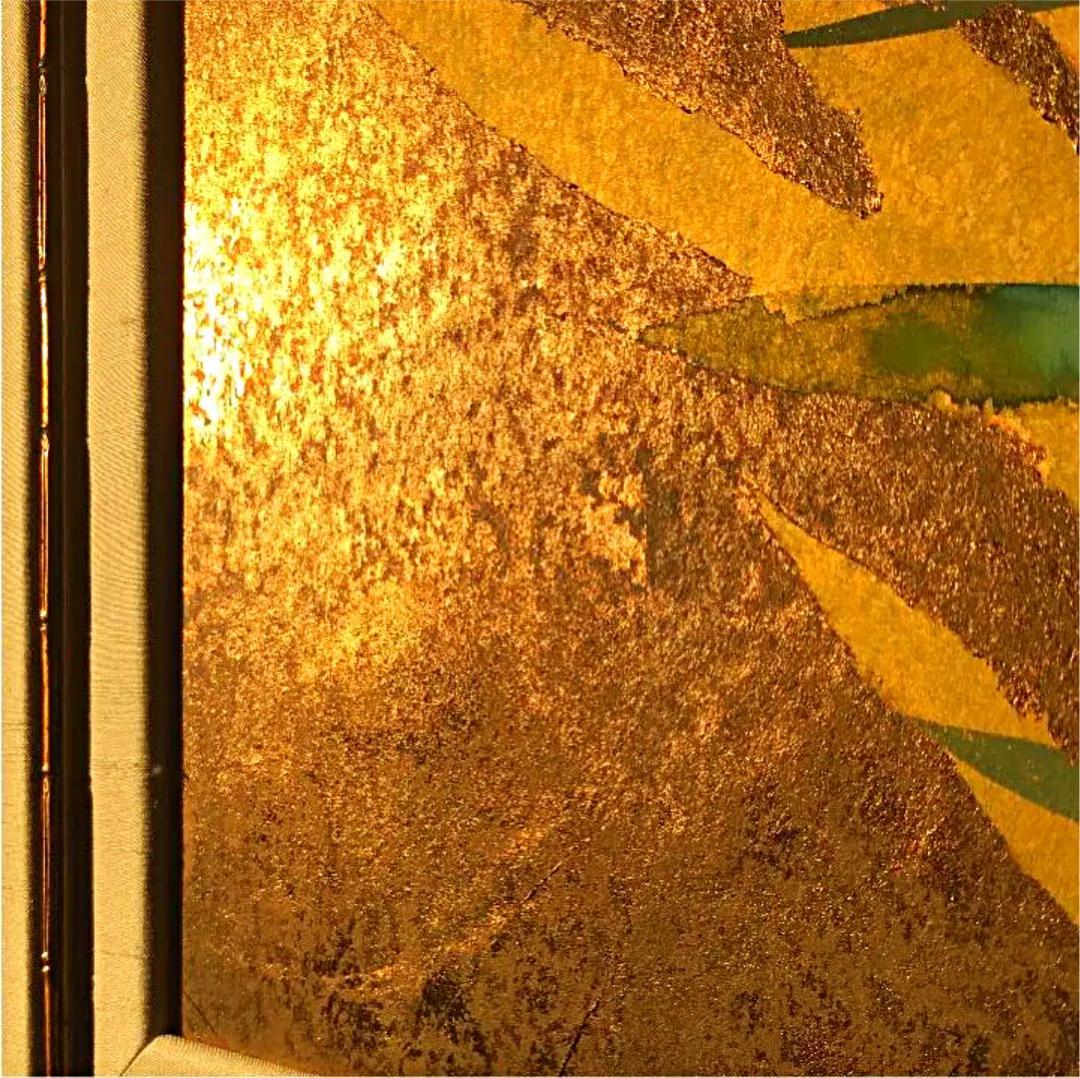 絵画  アイリス  パープル 金箔画 SALE‼️