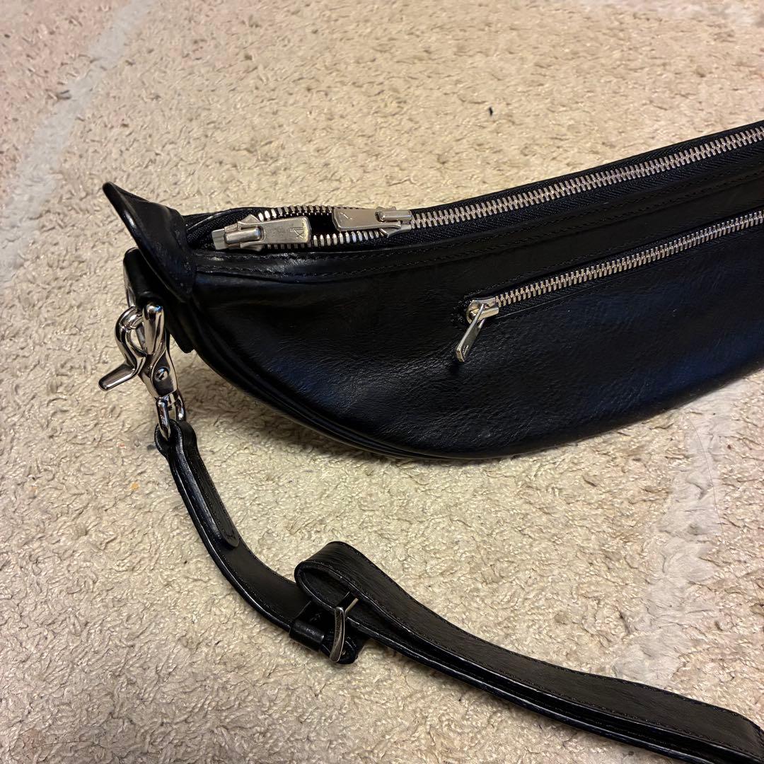 【美品】東京上野　万双　レザー　ショルダーバッグ　黒