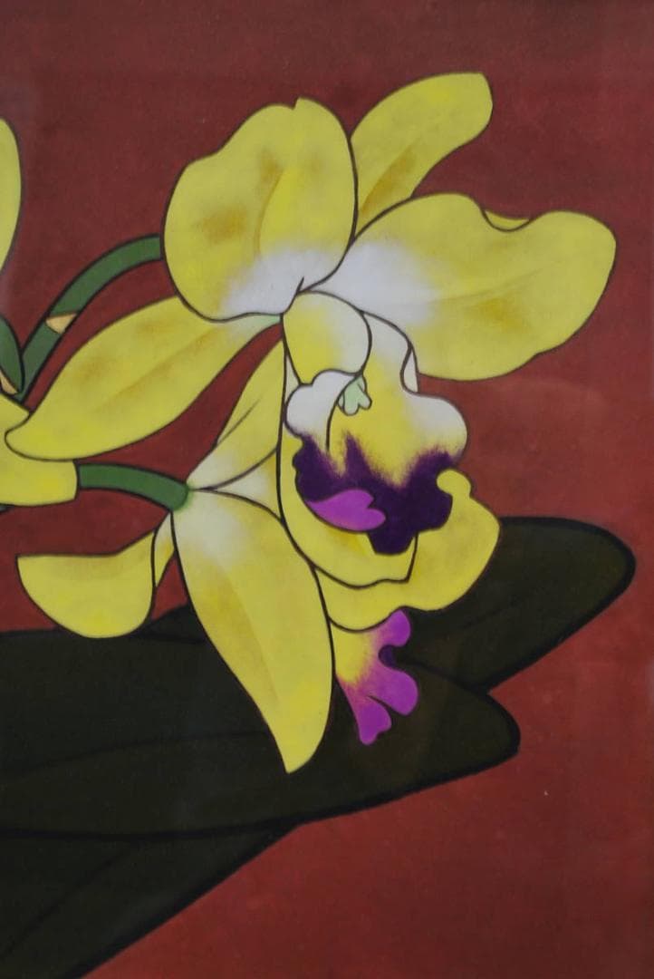 【真作】向井久万/蘭図/日本画額/掛軸☆宝船☆Ｑ‐857　J