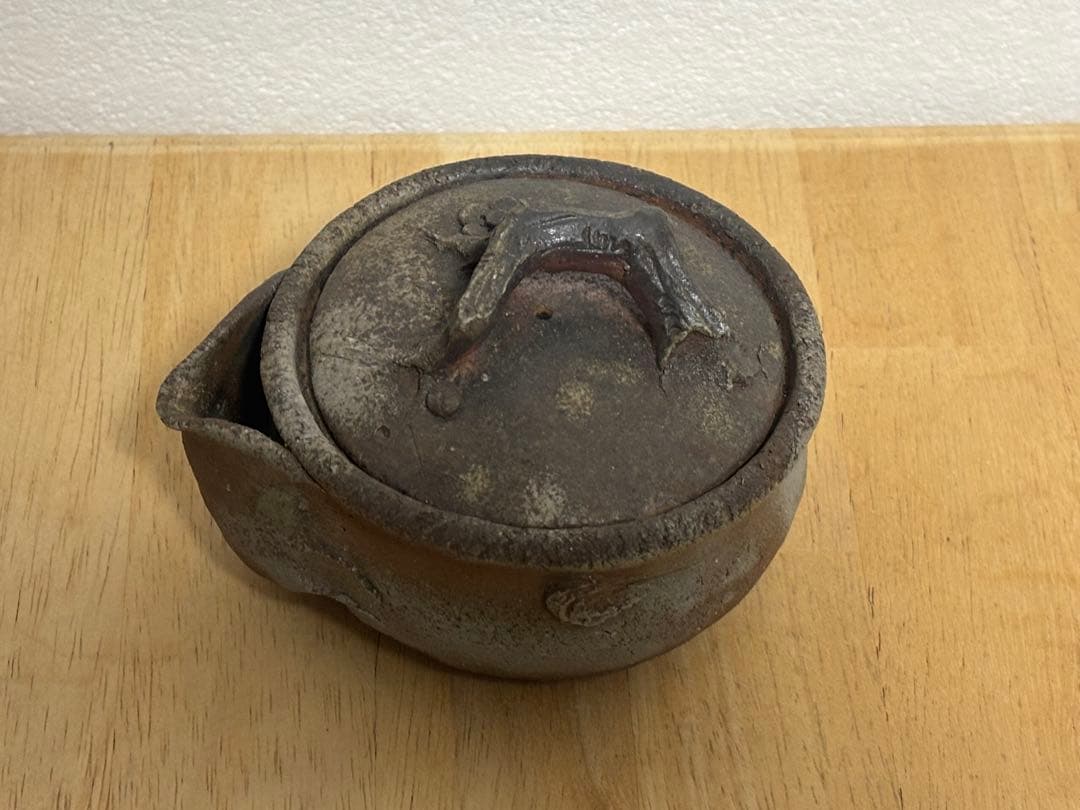 74.備前焼 宝瓶 登り窯 梅 手びねり 急須