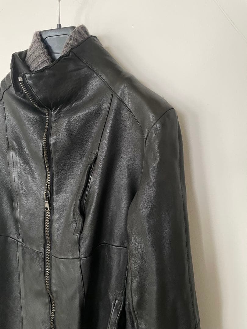 【TRANSIT PAR-SUCH】レザーニットシングルジャケット