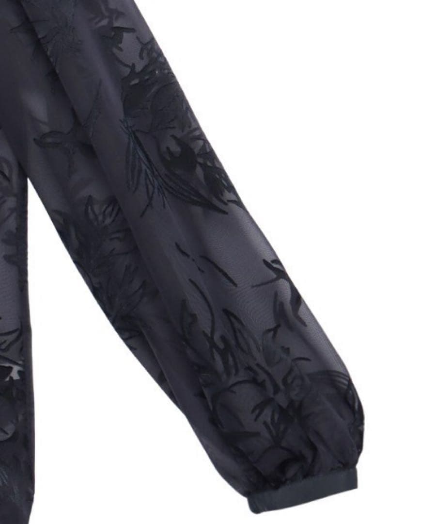 スキッパーネックオパールブラウス ネイビー アニュアンス