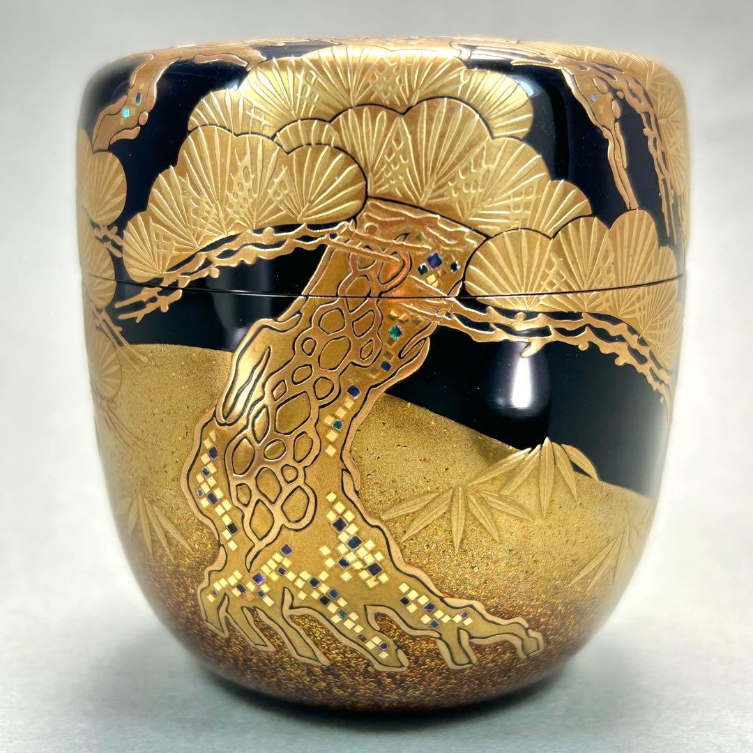 棗　『一瓢斎　而妙斎書付』　大棗　老松蒔絵　花押　お茶道具　茶道　書付箱　工芸品