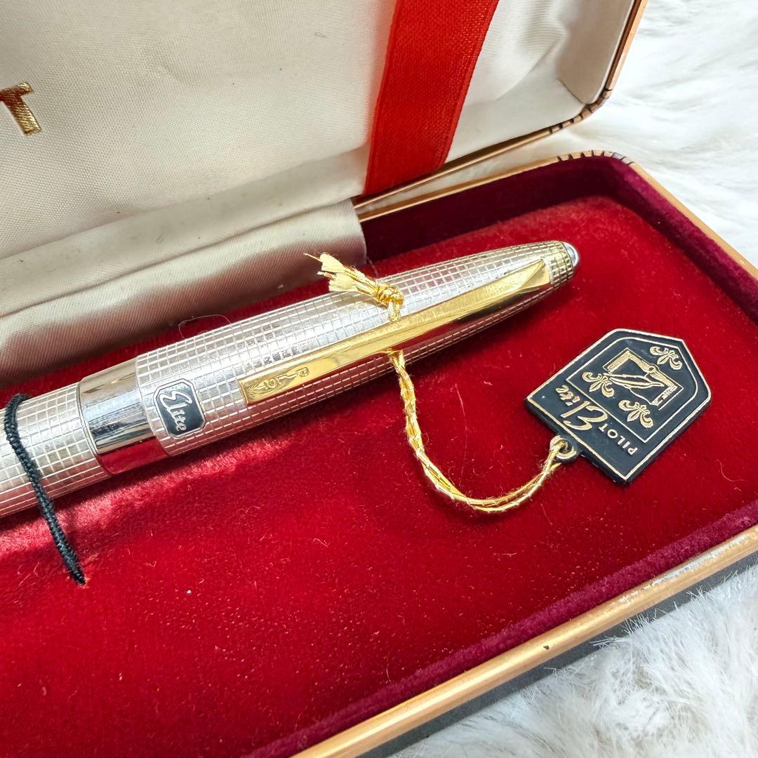【稀少】パイロット エリート 18K 万年筆 スターリングシルバー アンティーク
