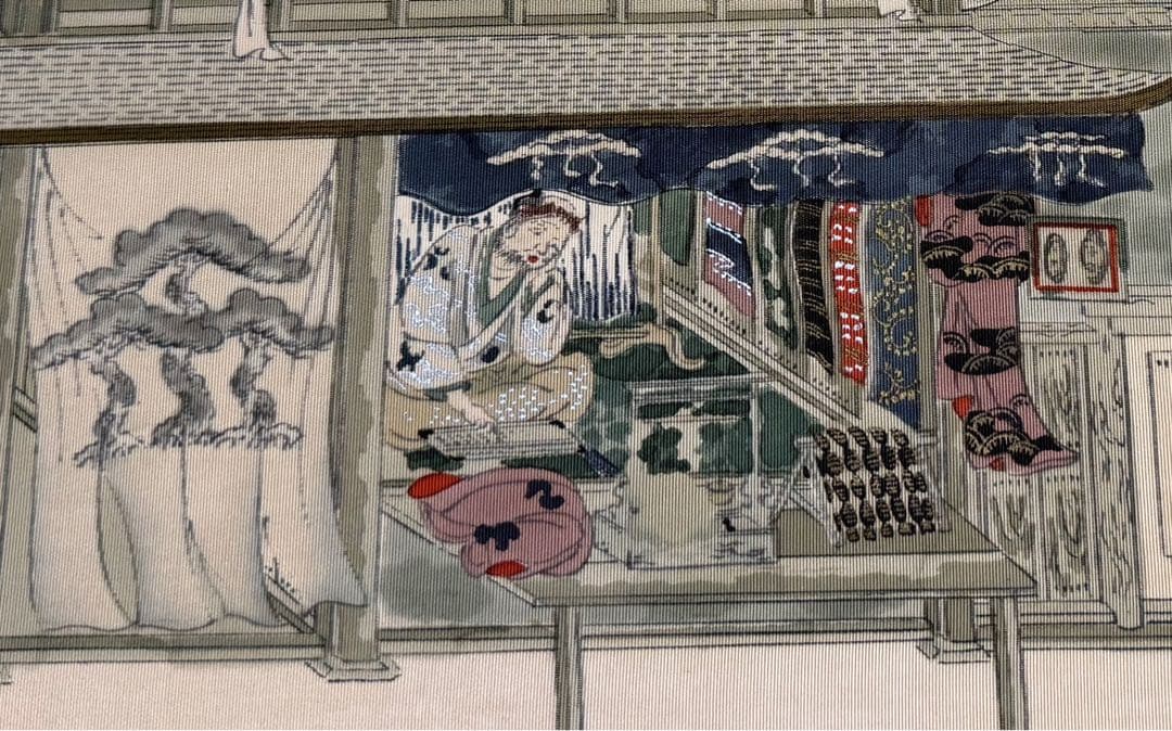 京都で見つけたヴィンテージ　江戸時代 浮世絵　絹　額入り