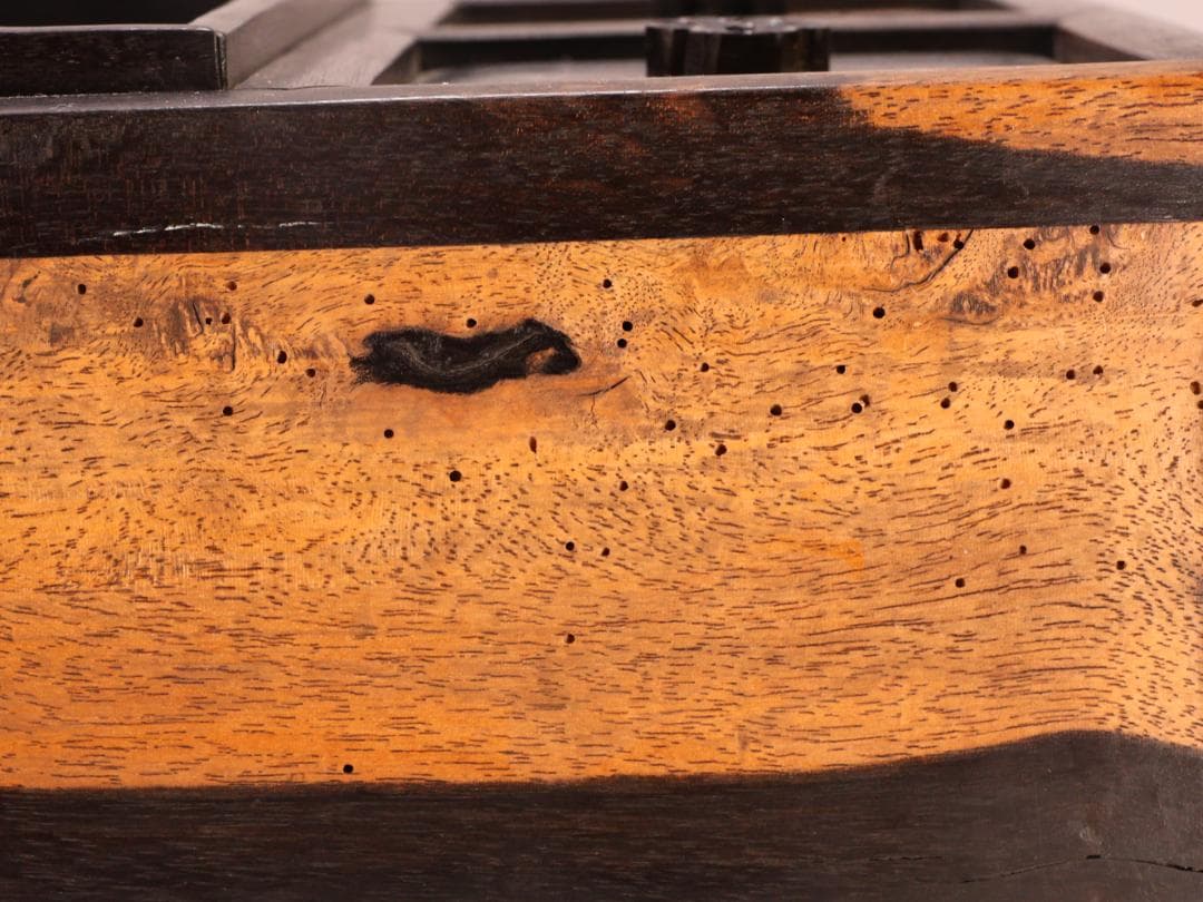 BK263　時代家具　黒柿製　豆火鉢　関東火鉢　手炙り　茶道具