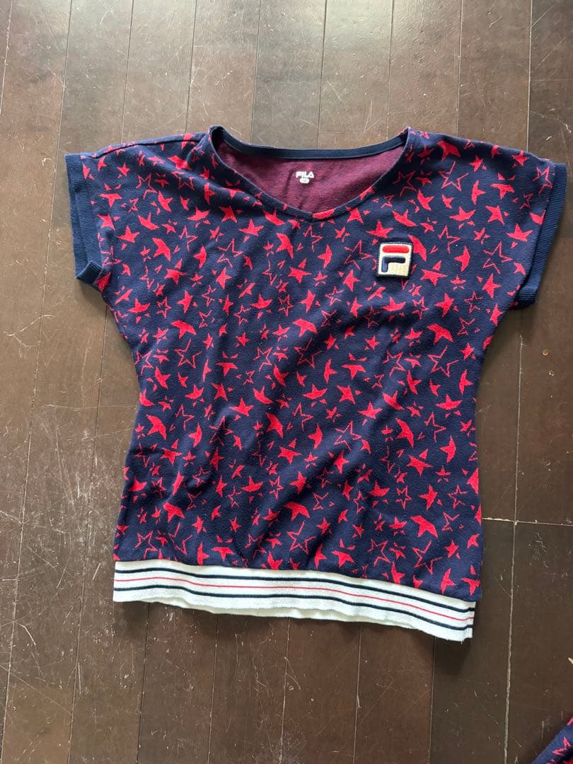 FILA ネイビー/レッド 星模様テニスウェア　M セット