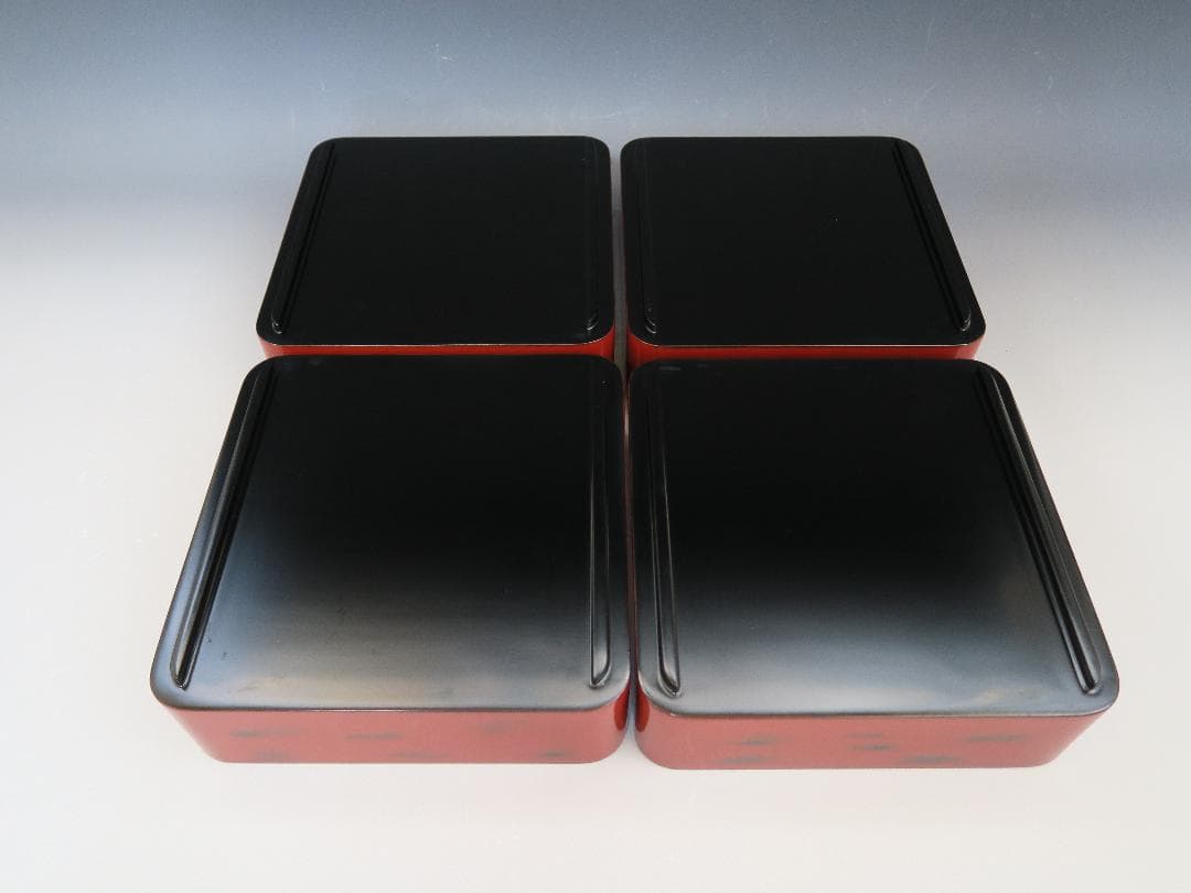 【輪島塗】根来研出 五段重 堅牢優美 徳野漆器店 朱塗 蓋二枚付 天然木 共箱