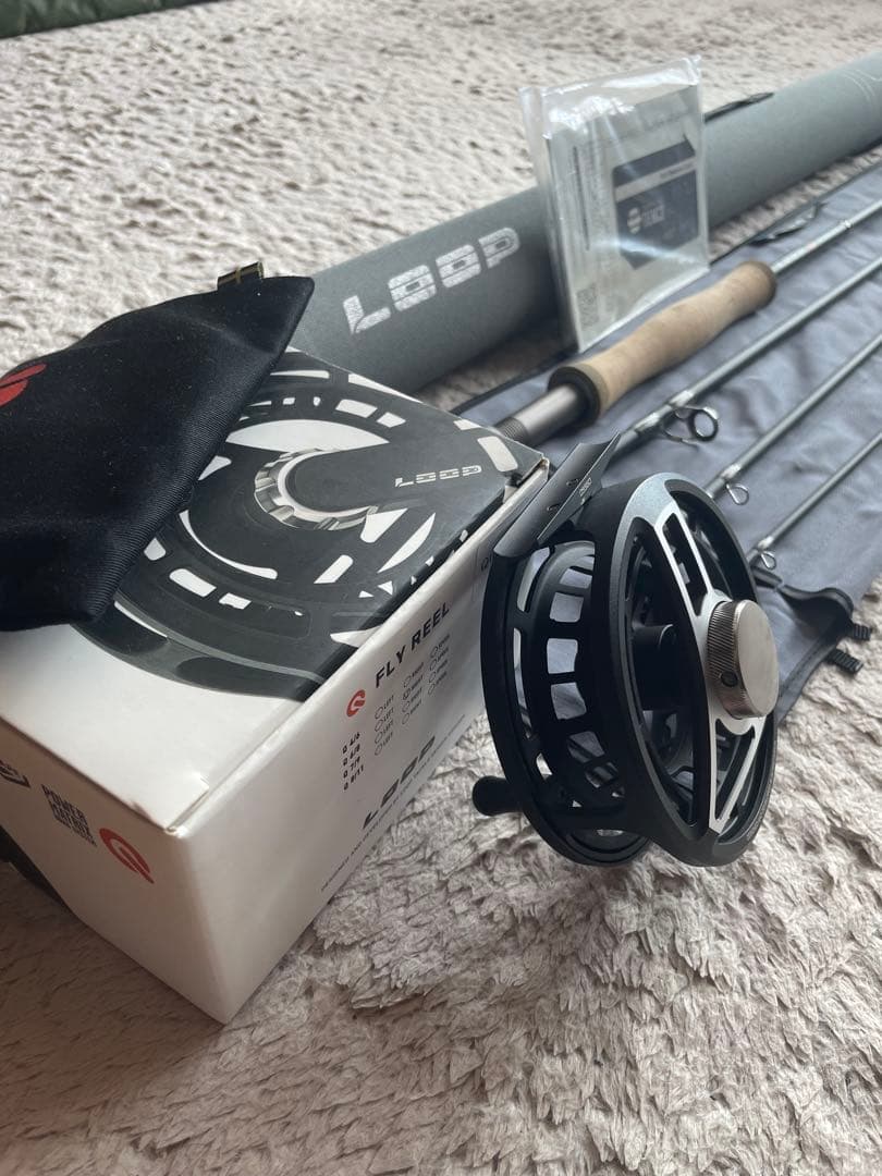 ループQロッドシングルロッドQR7100-4MF Q6/8ブラックリールセット