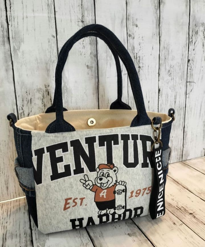 ハンドメイド　バッグ　デニムバッグ　トートバッグ